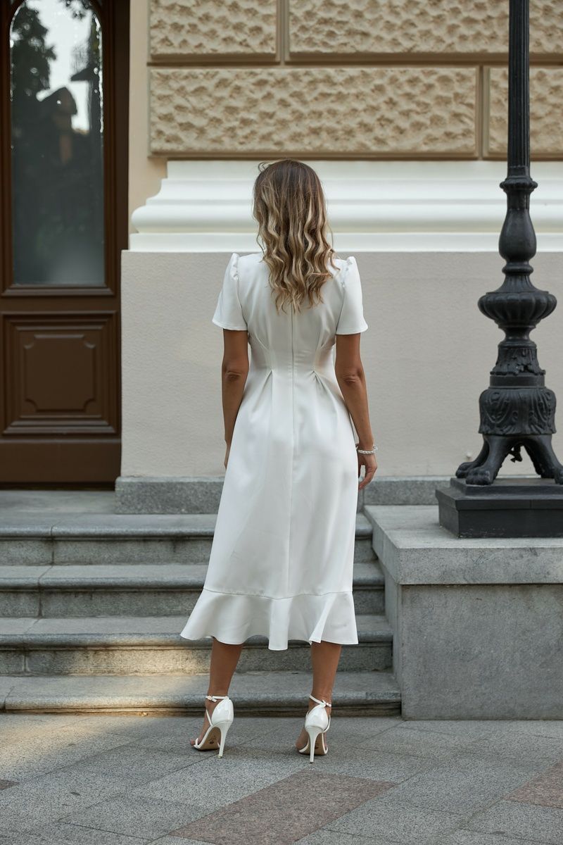 Сукня Diva міді з костюмної тканини &mdash; Білий, XS 850(1) фото